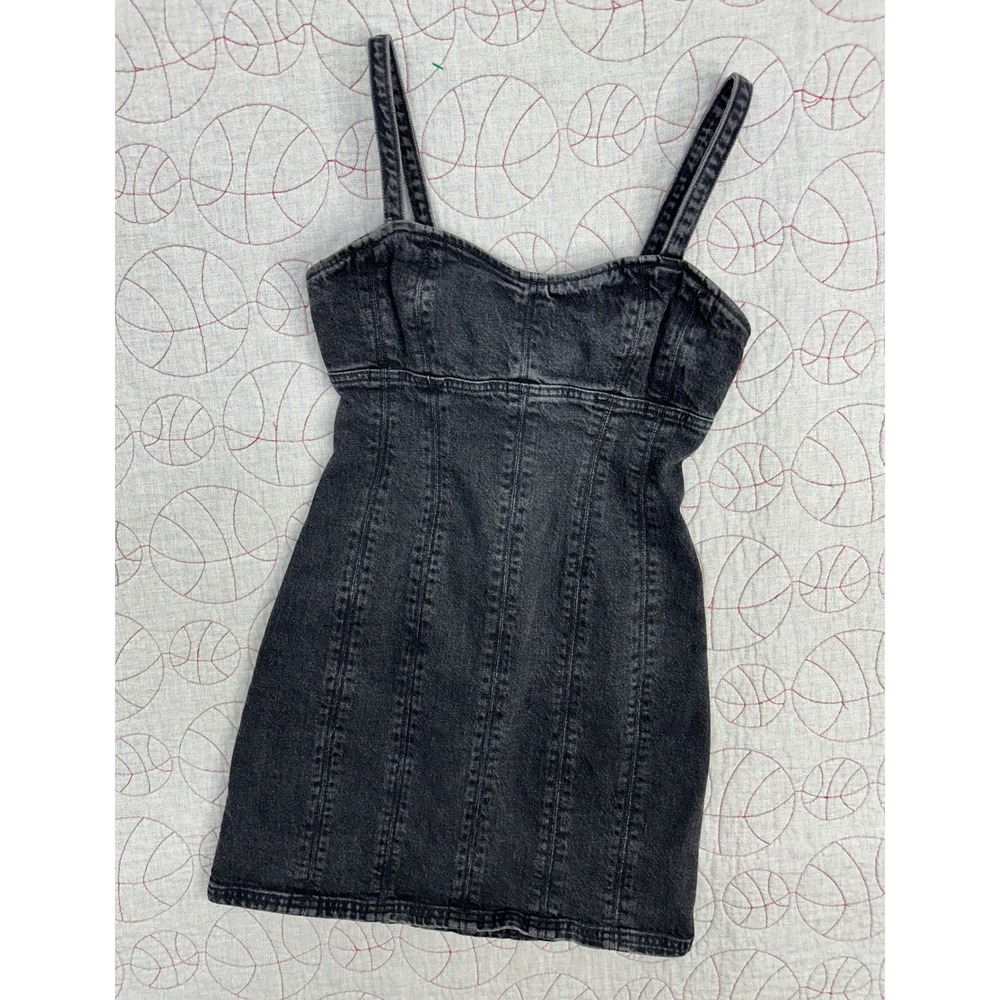 Social‎ Tourist Denim Mini Dress Black Bodycon Full Zip / Womens XS